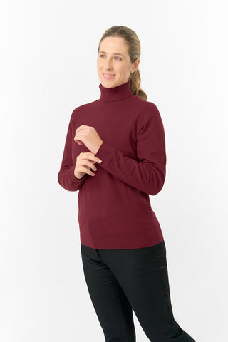 Pure Golf Ladies Sarah Fur Lined Roll Neck - Merlot