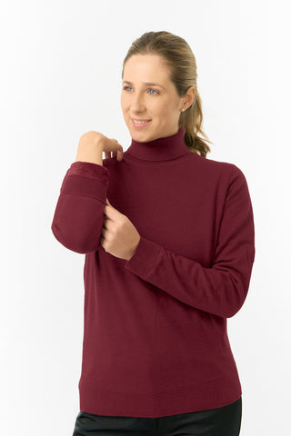 Pure Golf Ladies Sarah Fur Lined Roll Neck - Merlot