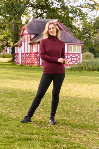 Pure Golf Ladies Sarah Fur Lined Roll Neck - Merlot