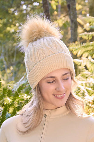 Greta Margot Knit Waterproof Bobble Hat - Limestone
