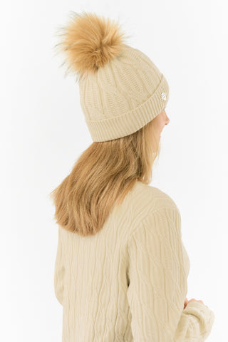 Pure Golf Ladies Suzie Waterproof Bobble Hat (Margot Knit) - Limestone