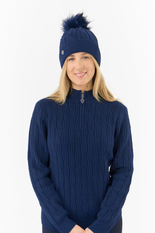 Pure Golf Ladies Suzie Waterproof Bobble Hat (Margot Knit) - Navy