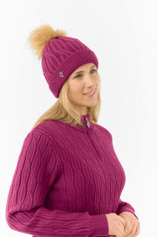 Pure Golf Ladies  Waterproof Bobble Hat (Margot Knit) - Plum