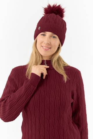 Pure Golf Ladies Waterproof Bobble Hat (Margot Knit) - Merlot