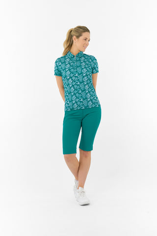Pure Golf Amity Short Sleeve Polo Shirt - Teal Frondescence