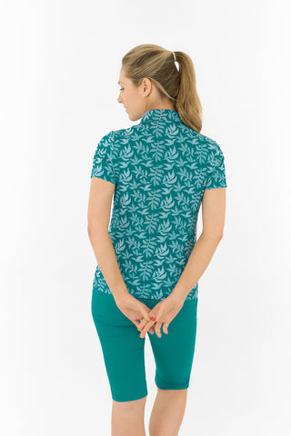 Pure Golf Amity Short Sleeve Polo Shirt - Teal Frondescence