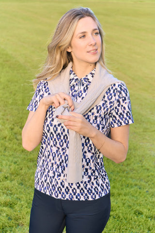 Pure Golf Amity Short Sleeve Polo Shirt - Sands of Time