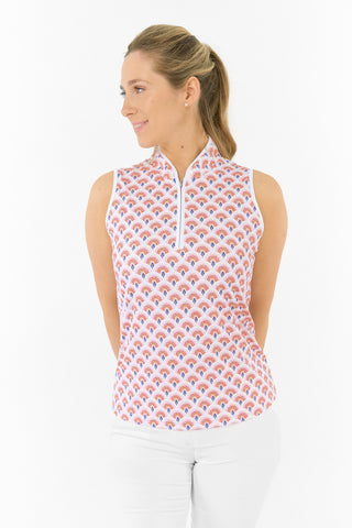 Ellen Sleeveless Ladies Polo Golf Shirt - Mediteranean Sunset