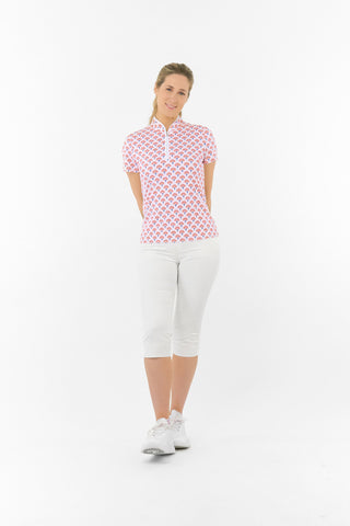 Pure Golf Ellen Short Sleeve Polo Golf Shirt - Mediterranean Sunset