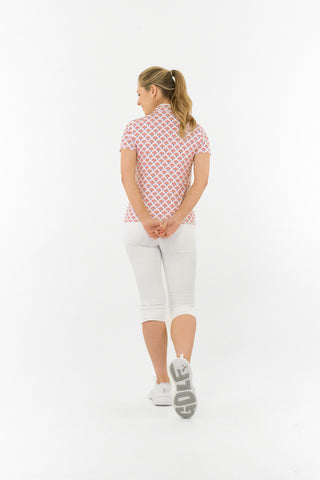 Pure Golf Ellen Short Sleeve Polo Golf Shirt - Mediterranean Sunset