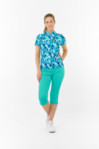 Pure Golf Ellen Short Sleeve Polo Golf Shirt - Water Lily