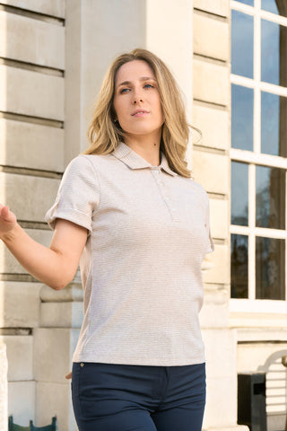 Imy Buttoned Short Sleeve Golf Polo Shirt - Sandstone