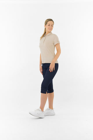 Imy Buttoned Short Sleeve Golf Polo Shirt - Sandstone