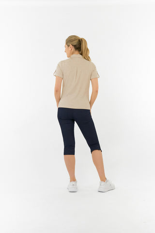 Imy Buttoned Short Sleeve Golf Polo Shirt - Sandstone