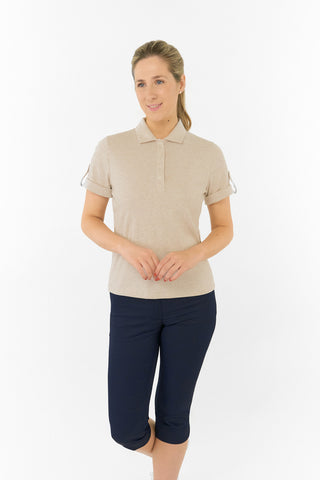Imy Buttoned Short Sleeve Golf Polo Shirt - Sandstone