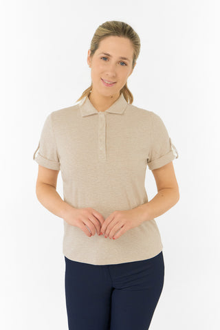 Imy Buttoned Short Sleeve Golf Polo Shirt - Sandstone