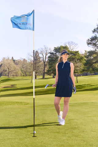 Julia Sleeveless Sweetheart Collar Golf Dress - Navy