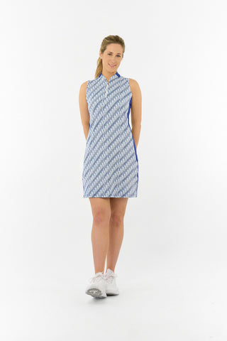 Laura Sleeveless Sweetheart Collar Golf Dress - Tidal Wave