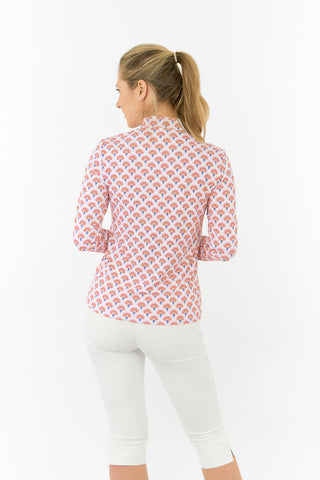 Serenity Long Sleeve Ladies Golf Zip Top - Mediterranean Sunset