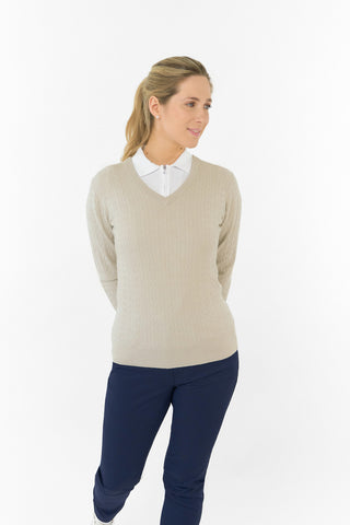 Suzie Summerweight Ladies Golf Jumper - Oyster