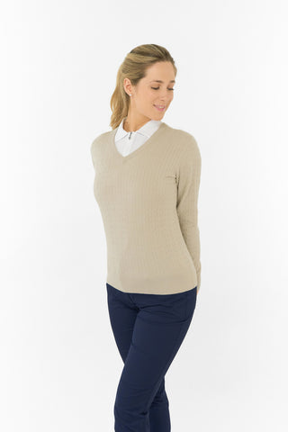 Suzie Summerweight Ladies Golf Jumper - Oyster