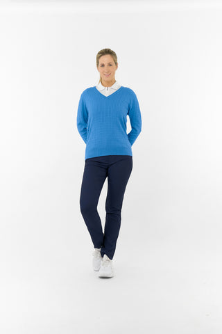 Suzie Summerweight Ladies Golf Jumper - Cerulean Blue