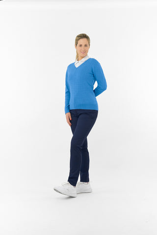 Suzie Summerweight Ladies Golf Jumper - Cerulean Blue