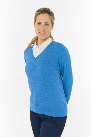 Suzie Summerweight Ladies Golf Jumper - Cerulean Blue