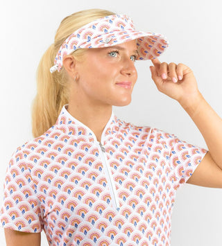 Arielle Patterned Golf Visor - Mediterranean Sunset
