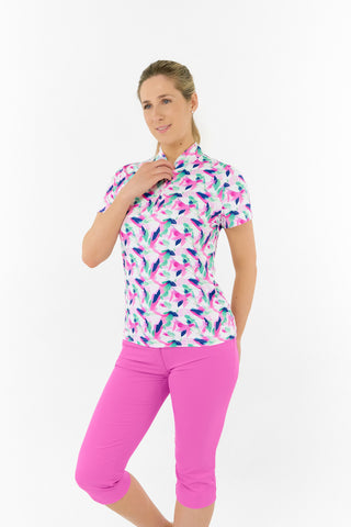 Pure Golf Ellen Short Sleeve Polo Golf Shirt - Portrait of Paradise