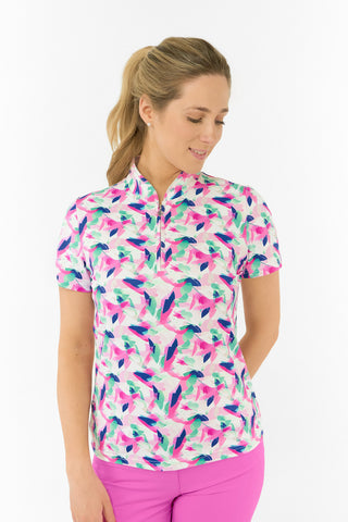 Pure Golf Ellen Short Sleeve Polo Golf Shirt - Portrait of Paradise