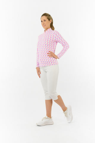Serenity Long Sleeve Ladies Golf Zip Top - Fairway Fizz