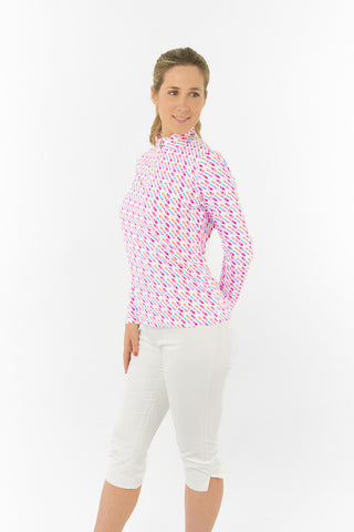 Serenity Long Sleeve Ladies Golf Zip Top - Fairway Fizz