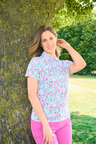 Amity Short Sleeve Polo Shirt - Fuchsia Mimosa
