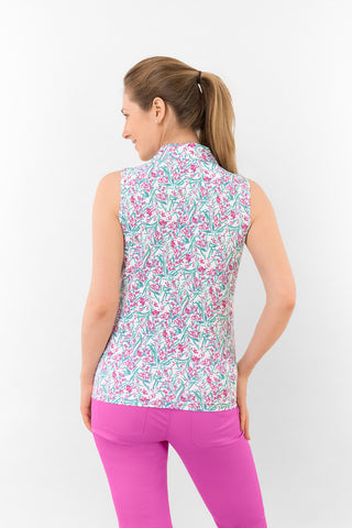 Amity Sleeveless Polo Shirt - Fuchsia Mimosa
