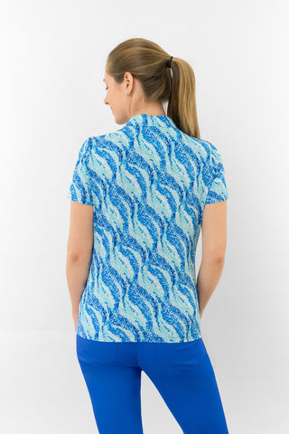 Liberty Buttoned Short Sleeve Polo Shirt - Marine Mosaic