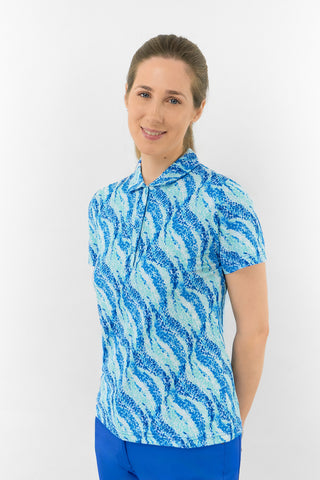 Liberty Buttoned Short Sleeve Polo Shirt - Marine Mosaic