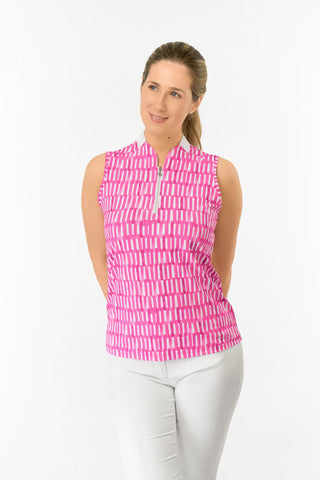 Felicity Sleeveless Polo Golf Shirt - Floral Notes