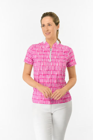 Felicity Short Sleeve Polo Golf Shirt - Floral Notes