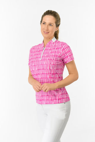Felicity Short Sleeve Polo Golf Shirt - Floral Notes