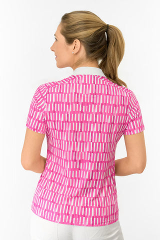 Felicity Short Sleeve Polo Golf Shirt - Floral Notes