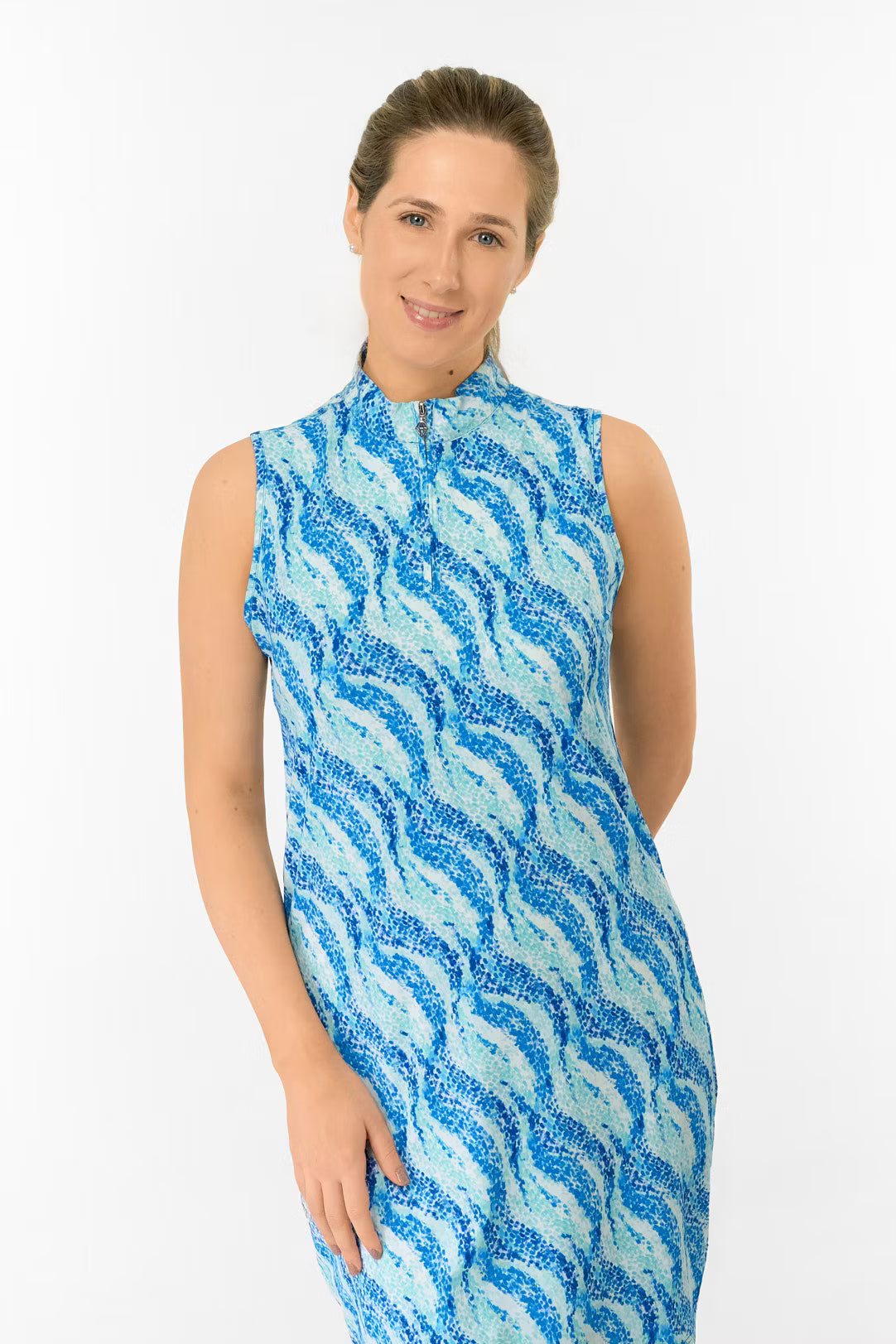 Pure Golf Miley Sleeveless Golf Dress - Marine Mosaic