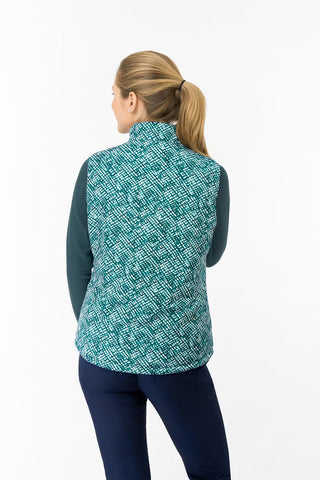 Kimberly Printed Gilet - Teal Crosshatch
