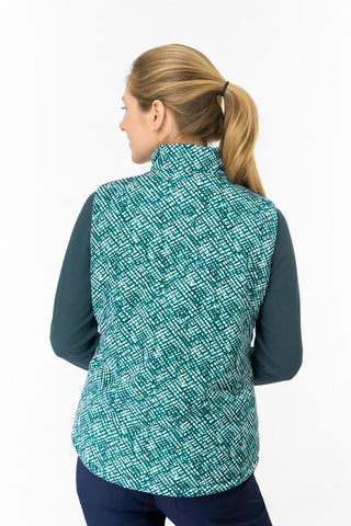 Kimberly Printed Gilet - Teal Crosshatch