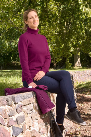 Sarah Roll Neck Jumper With Faux Fur Lining - Morello Cherry