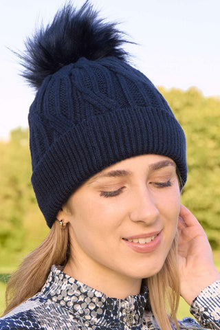 Greta Margot Knit Waterproof Bobble Hat - Navy