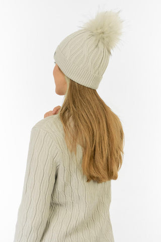 Greta Margot Knit Waterproof Bobble Hat - Oyster