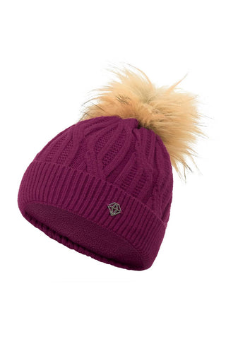 Greta Margot Knit Waterproof Bobble Hat - Morello Cherry