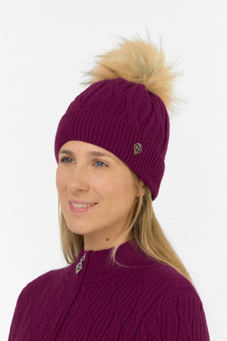 Greta Margot Knit Waterproof Bobble Hat - Morello Cherry