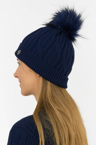 Greta Margot Knit Waterproof Bobble Hat - Navy
